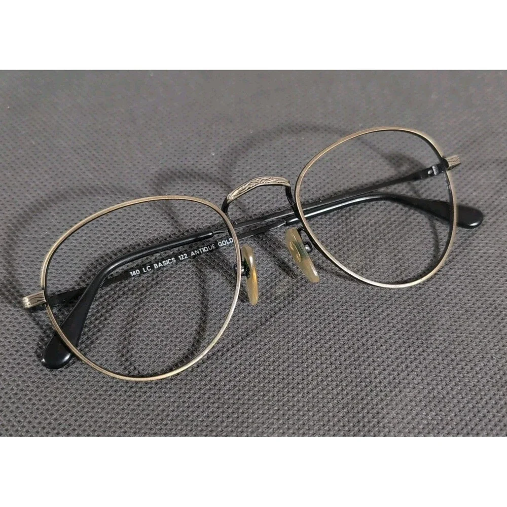 Vintage Len Crafters LC Basics 122 Antique Gold Eyeglass Frames Only 51-19-140